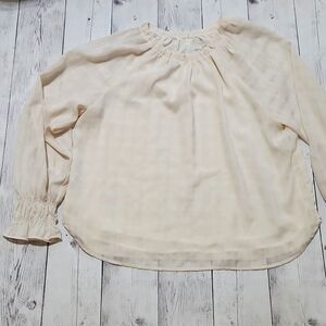 LOFT womens Large Cream colored sheer blouse